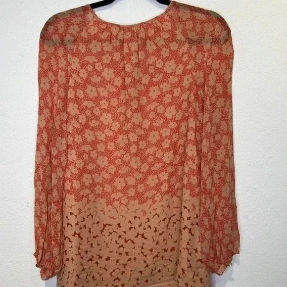 Tory Burch Size 6 Silk Floral Print Chiffon Blouse - Picture 4 of 6